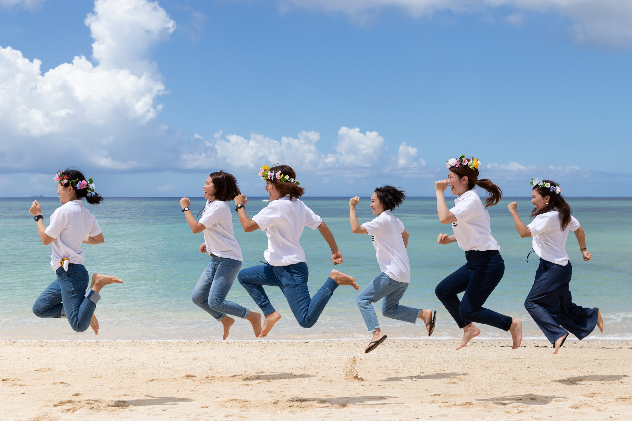 Girls' party on Okinawa beach